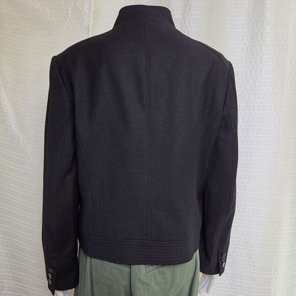 TALBOTS Short Military Style Jacket Size 8 Nehru Collar Fine Wool - Picture 3 of 11